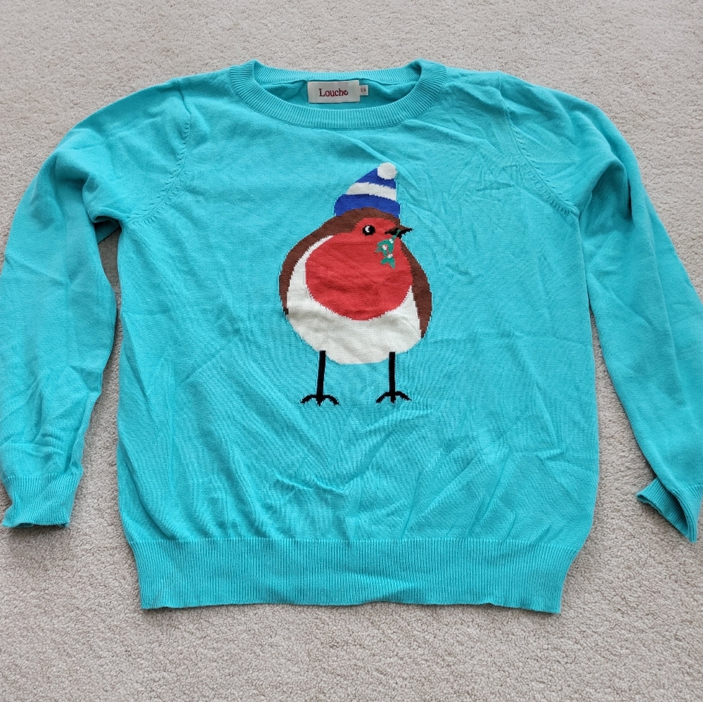 Modcloth Louche Winter Bird Sweater Sz Medium LQQK  READ